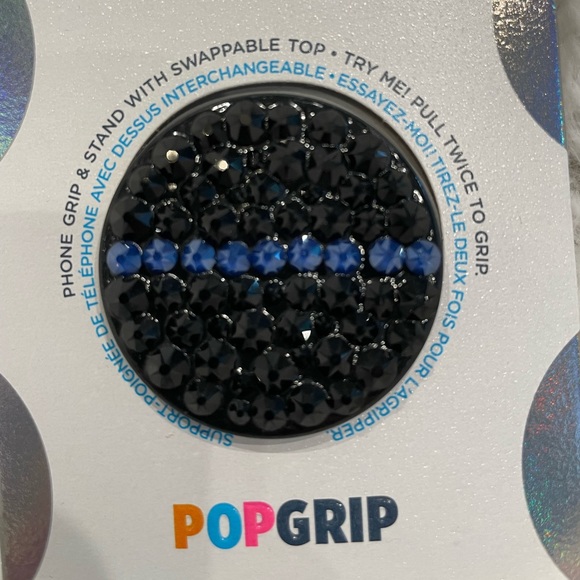 Swarovski Crystal pop socket, brand new, blue line. - Picture 3 of 6